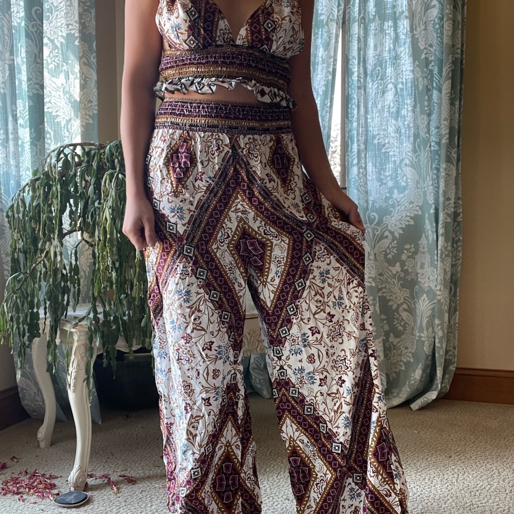 Boho Gypsy Crop Top And Pants Matching Set - image 5